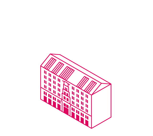 Illustration der City Gallery Vienna im Stil eines Drahtgittermodells